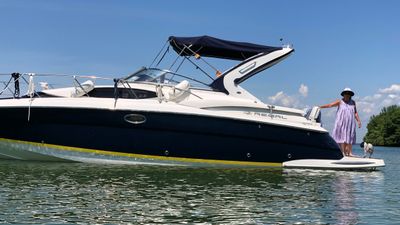 Photo of 35 foot express cruiser in Orillia for any occasion or event. Try a different kind of boating adventure, in Ontario’s Lake Country.